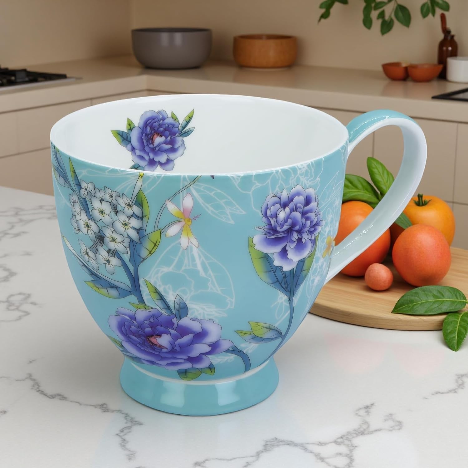 16oz Floral Bone China Mug for Tea & Coffee Lovers Elegant Mugs Daily Use |