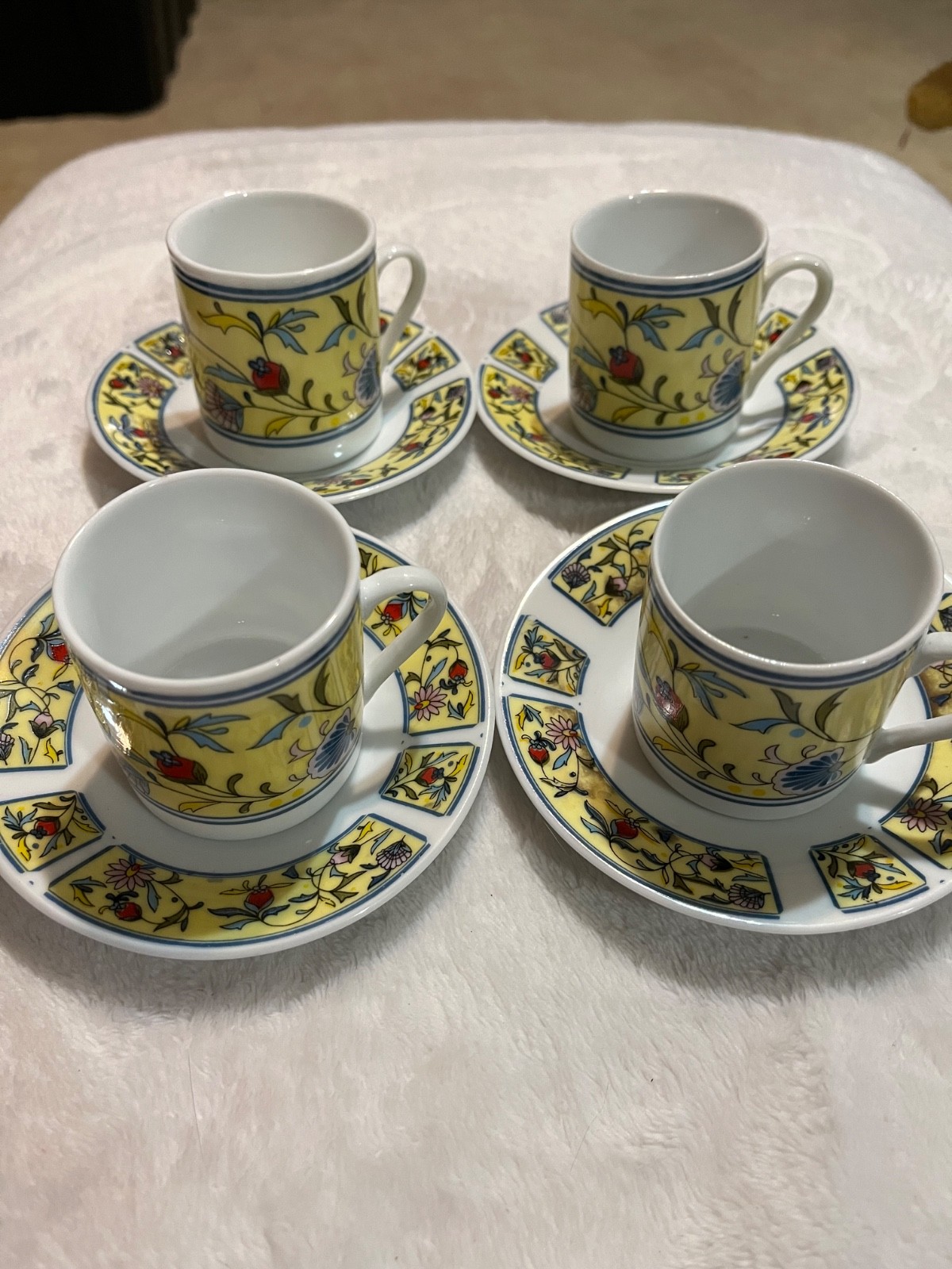 Imperial fine china demitasse 8 piece cups and saucers set