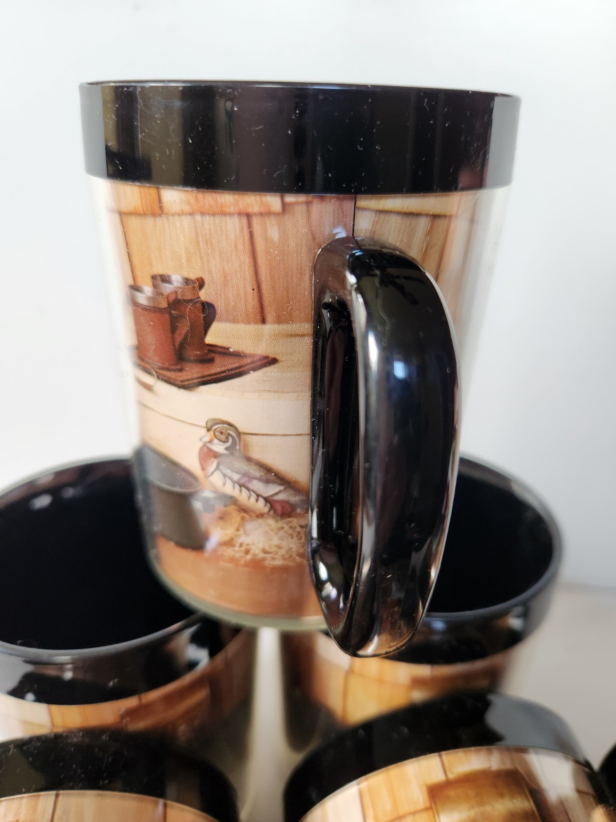 6 West Bend, Insulated Mugs Thermo Serv Made USA Camp, Old Times, Country Farm