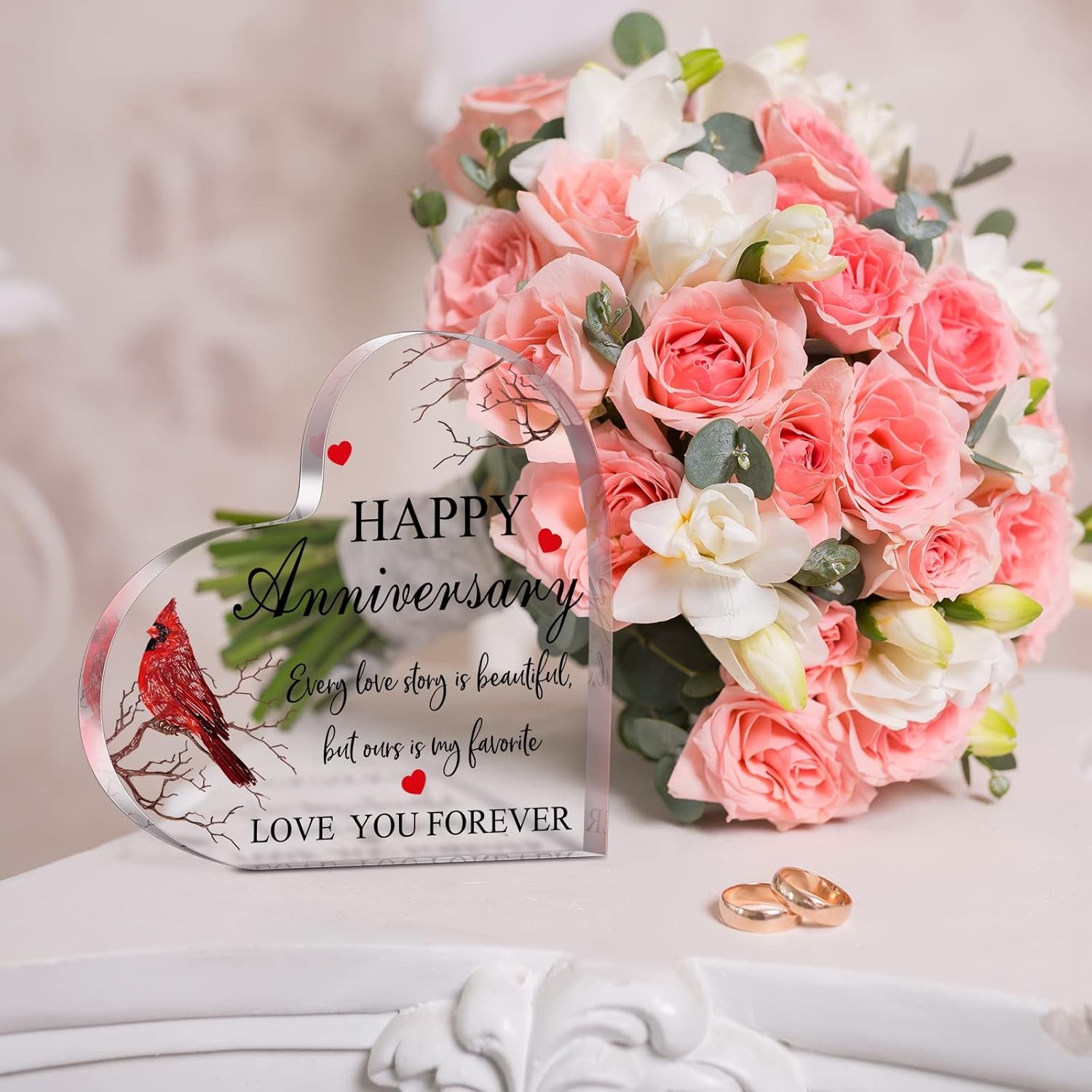 Happy Anniversary Cardinal Gift for Women Acrylic Gifts for Her Him Couple Wife