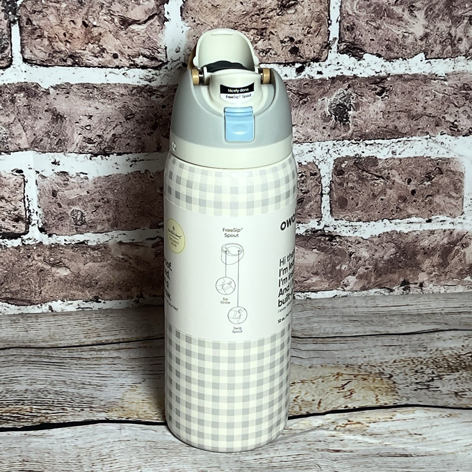 NWT Plaid Check FreeSip Water Bottle 32oz Picnic Perfection Target Excl