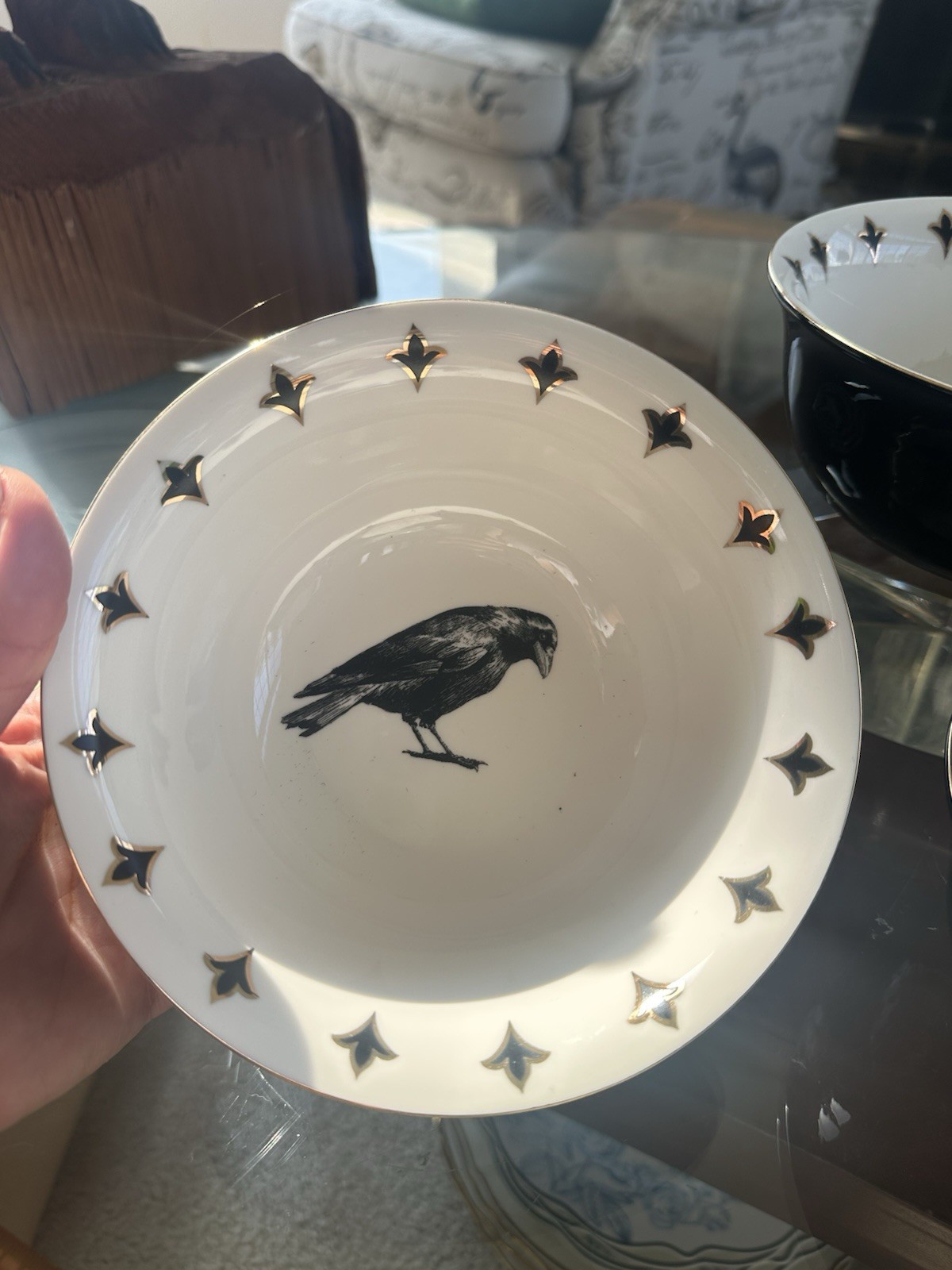 NEW Halloween Potters Studio Black Crow Bird Soup, Cereal, Snack Bowl Set of 3