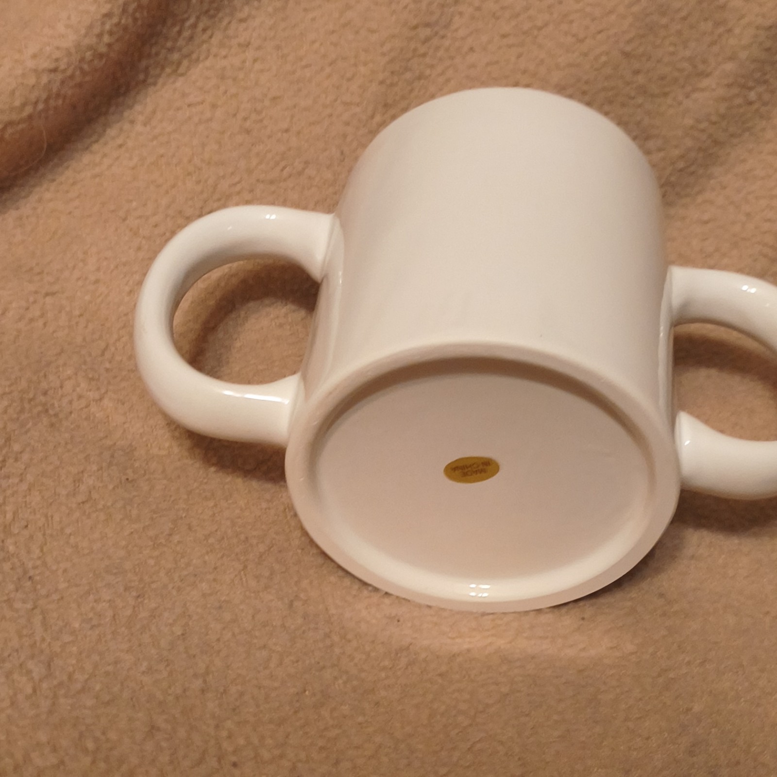 White Ceramic Double Handle Coffee Mug 10 fl oz Solid Color Hot Beverages