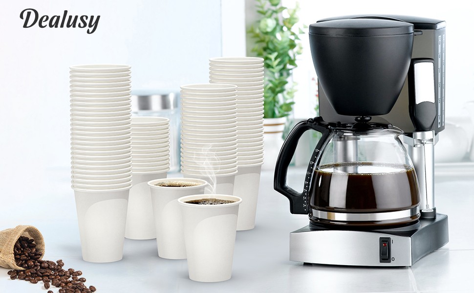 Coffee Cups, Leak-Free Food Safe Paper Cups, Disposable White Paper Cups for
