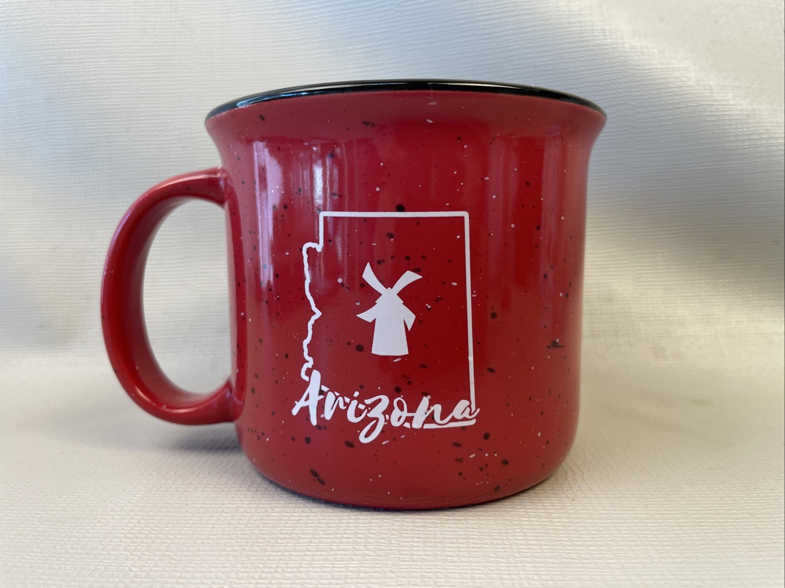 Dutch Bros Arizona Red W/Black White Speckles 12 OZ. Coffee Mug EUC