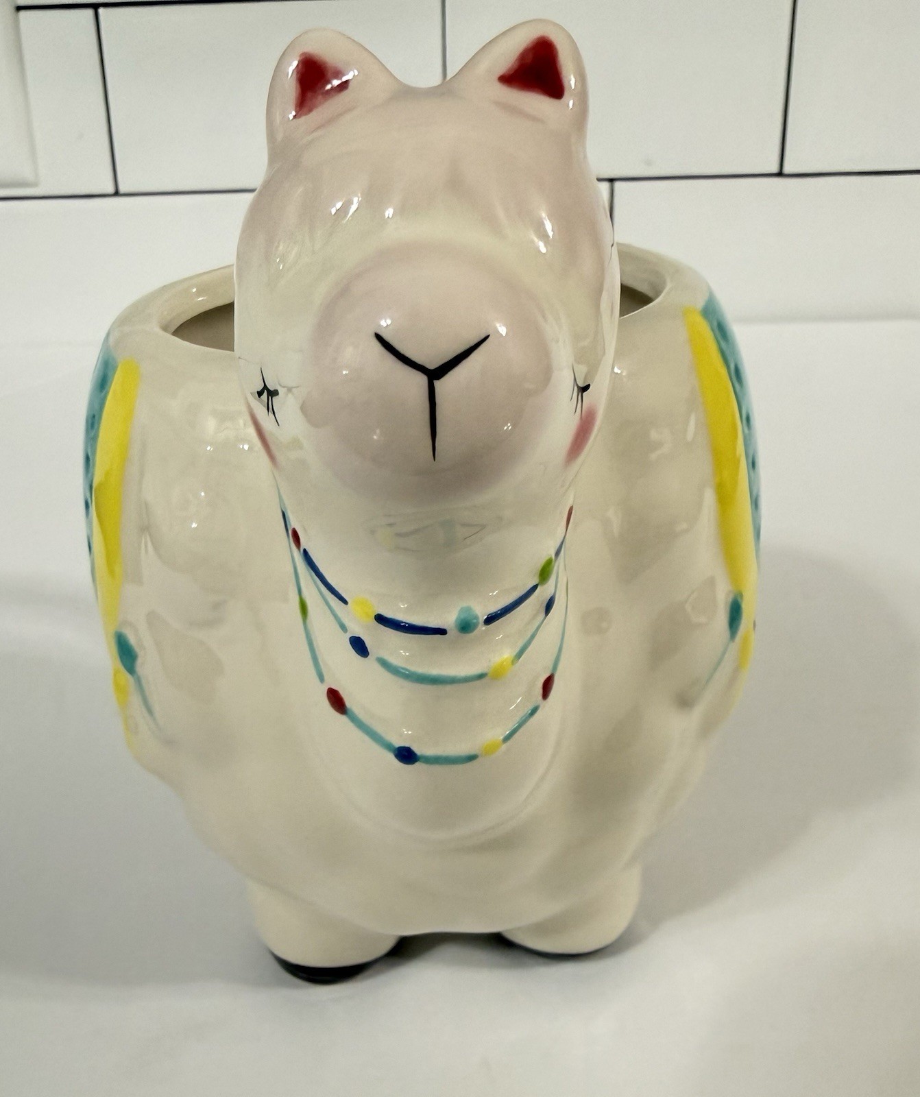2 Llama Alpaca Ceramic Coffee Mugs Colorful Novelty Animal Cup Farmhouse 12/16oz
