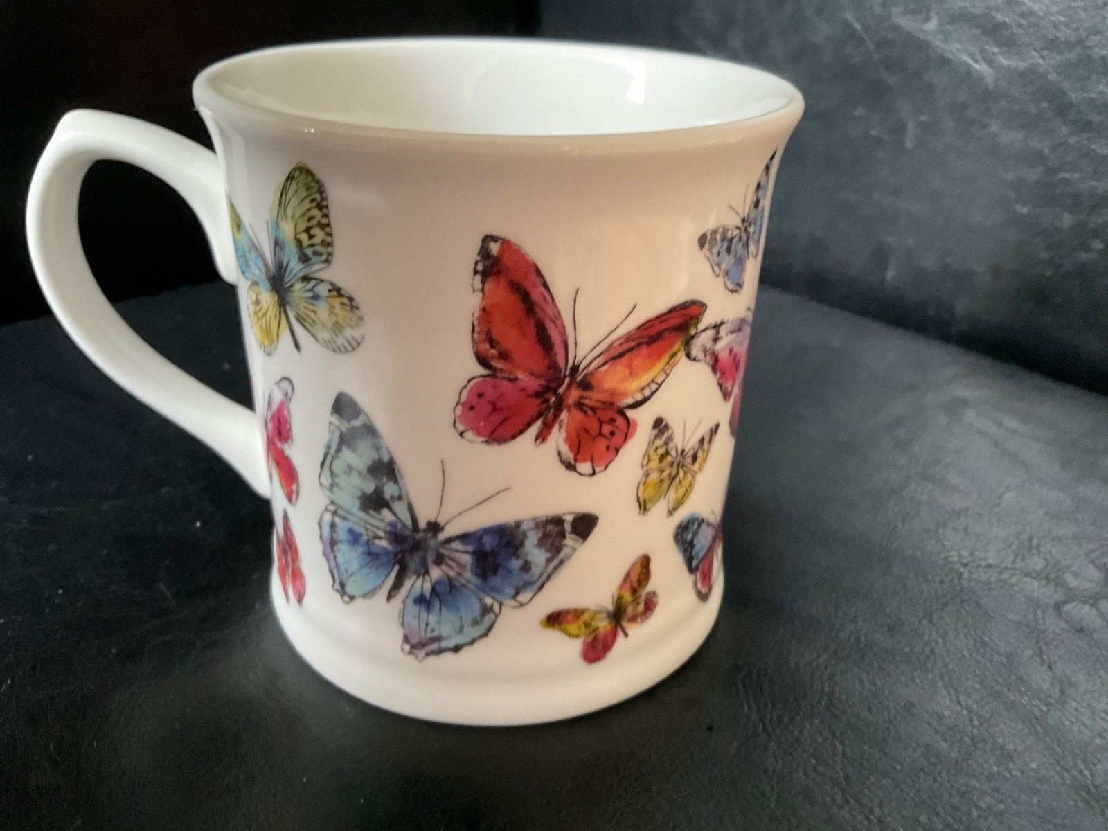 Cooksmart England Fine China Butterfly Mug White Watercolor Ceramic Coffee Cup