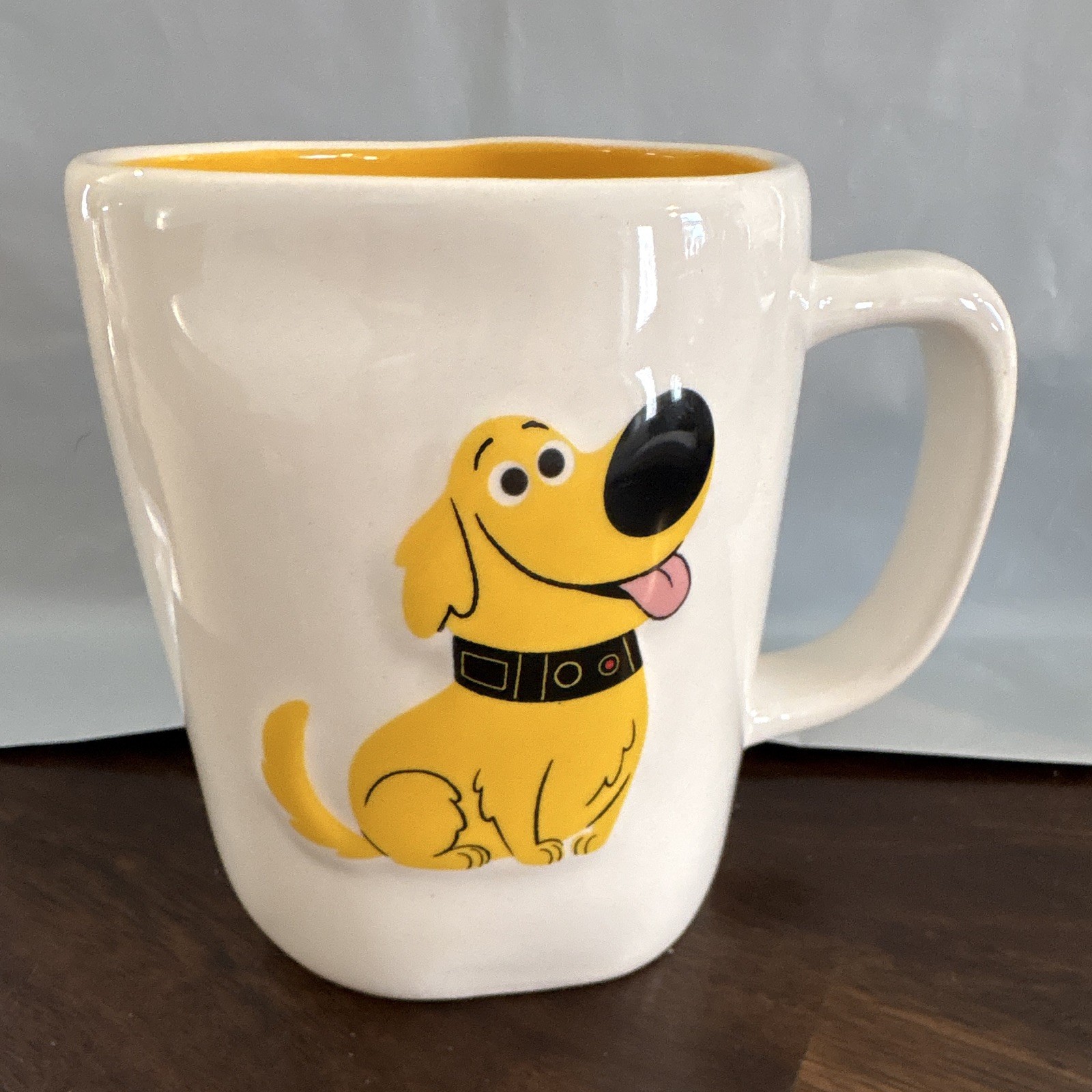 Ceramic Coffee Mug 8 fl oz White/Yellow “SQUIRREL” Text w/ Dog Graphic