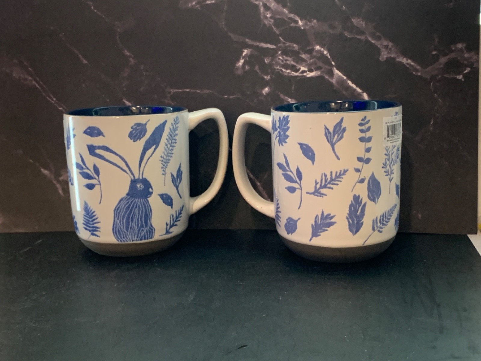 NEW I Love it Mugs Set of 2 – Bunny Flowers Handpainted, Sturdy, Gorgeous