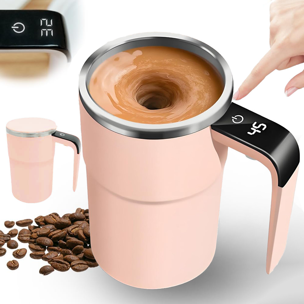 Automatic Stirring Coffee Cup with LED Display 304 Stainless Steel Material 13oz