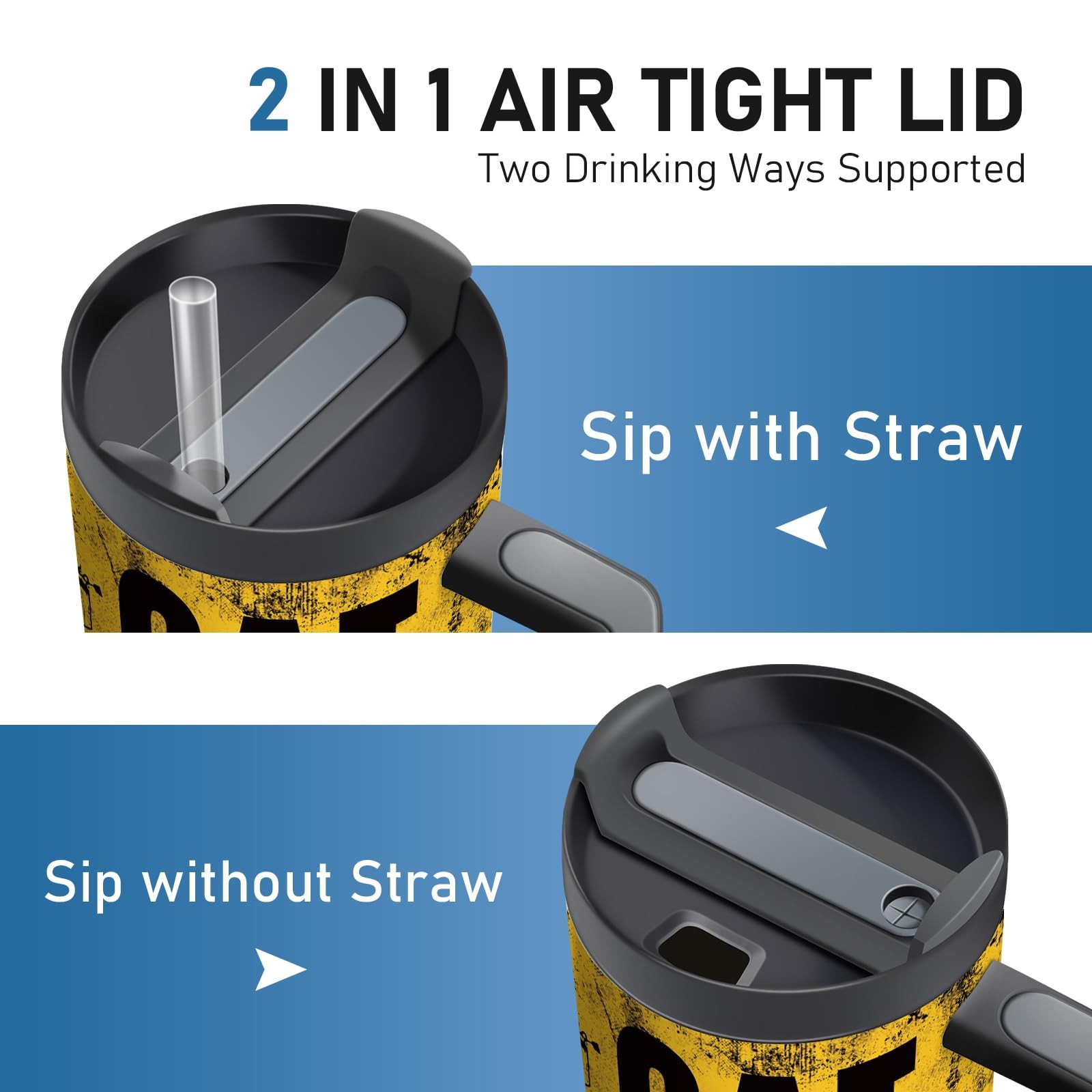 CAT 40oz Tumbler with Handle Lid and Straw Funny Tumbler for Men Dad Classic …