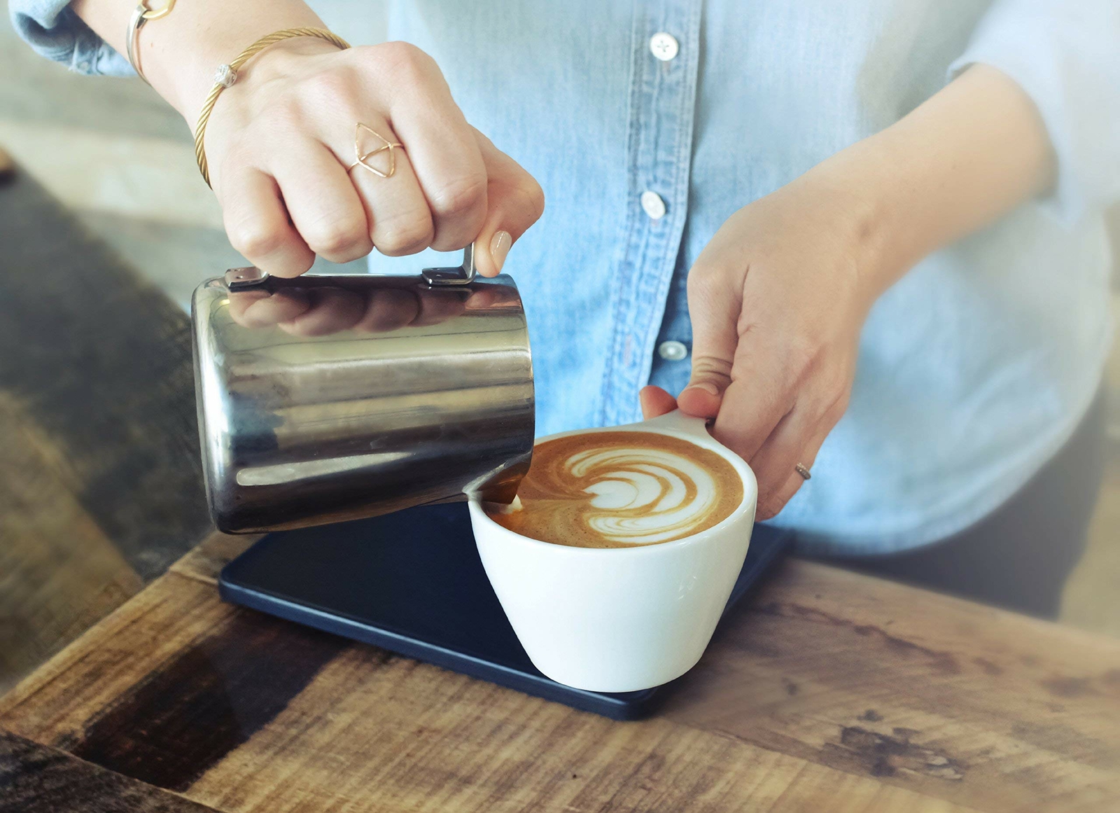 notNeutral LINO 8 oz Porcelain Latte Cups with Saucers | Set of 6 (White)