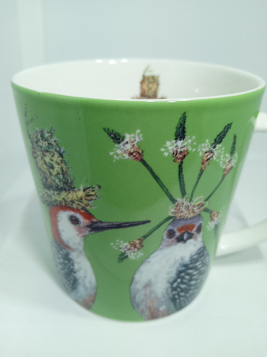 DECORATIVE BIRDS MUG. DECORATED BIRDS COFFEE MUG. BIRDS DECO MUG. B401