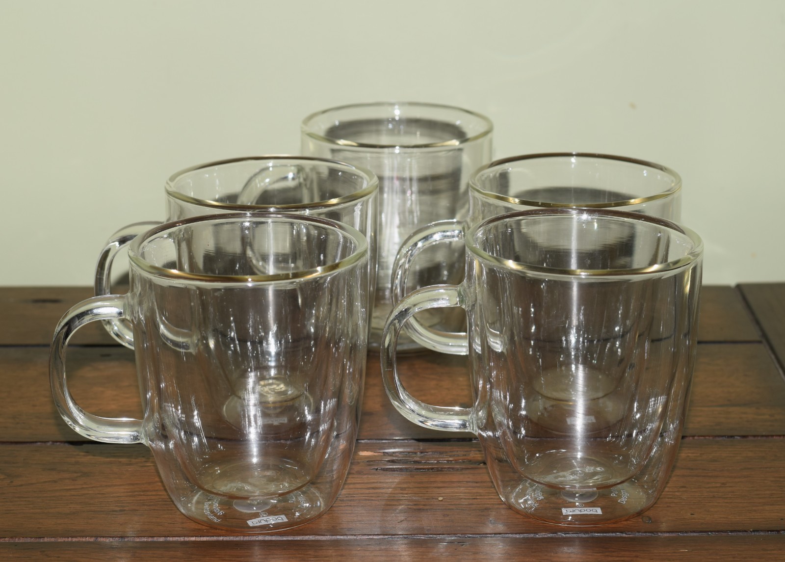 BODUM BISTRO SET (5) DOUBLE WALL THERMO-GLASS INSULATED MUGS 12 oz MUG EXC