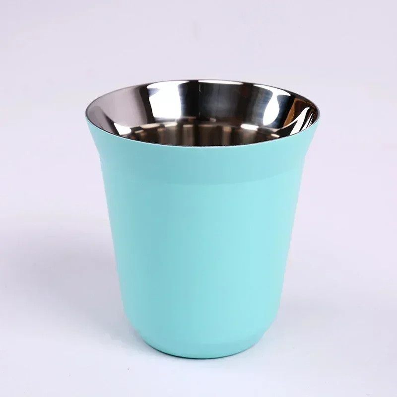 1pcs 80ml/160ml Mini Coffee Cups High Quality Stainless Steel Double Wall Heat-i