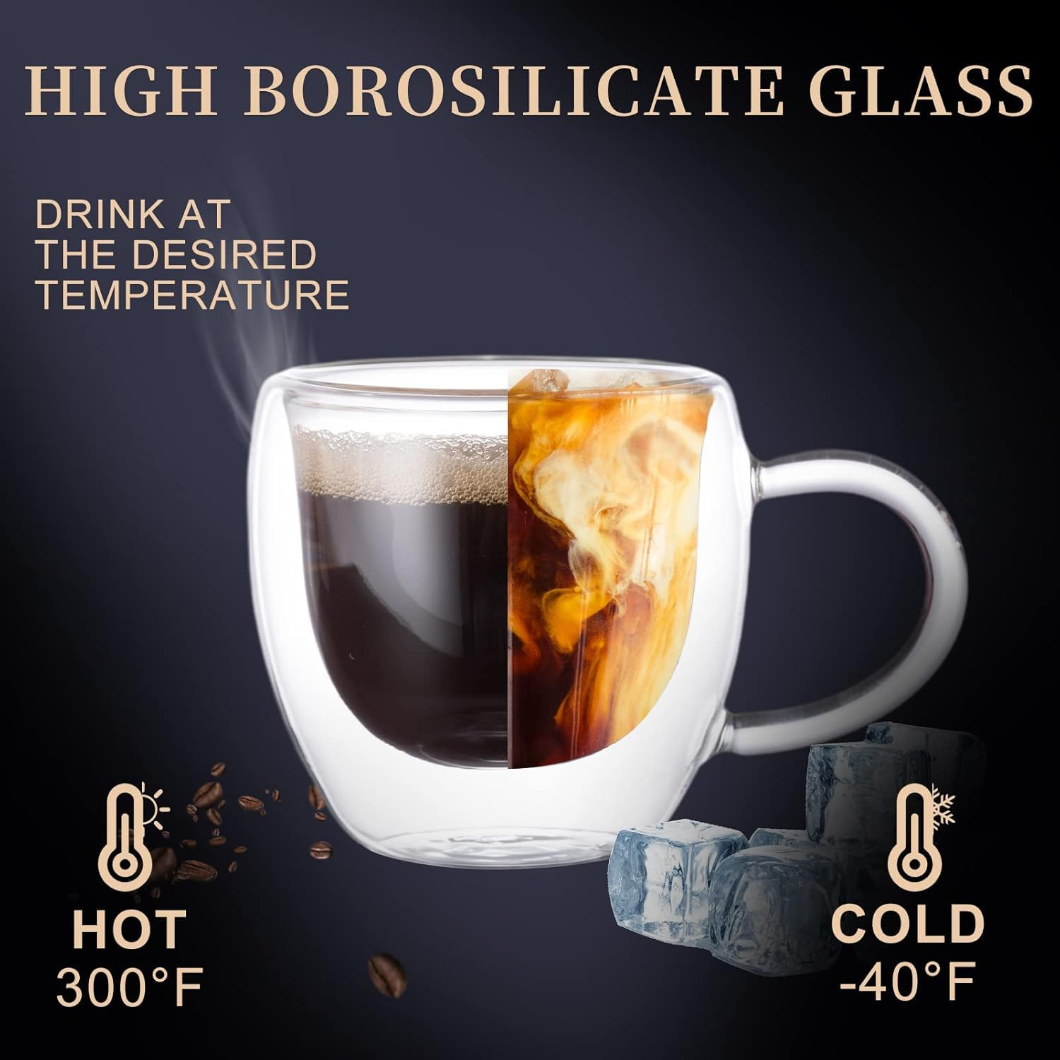 PARACITY Espresso Cups Set Of 2, Double Wall Insulated Glass Coffee Mugs 5.5 …