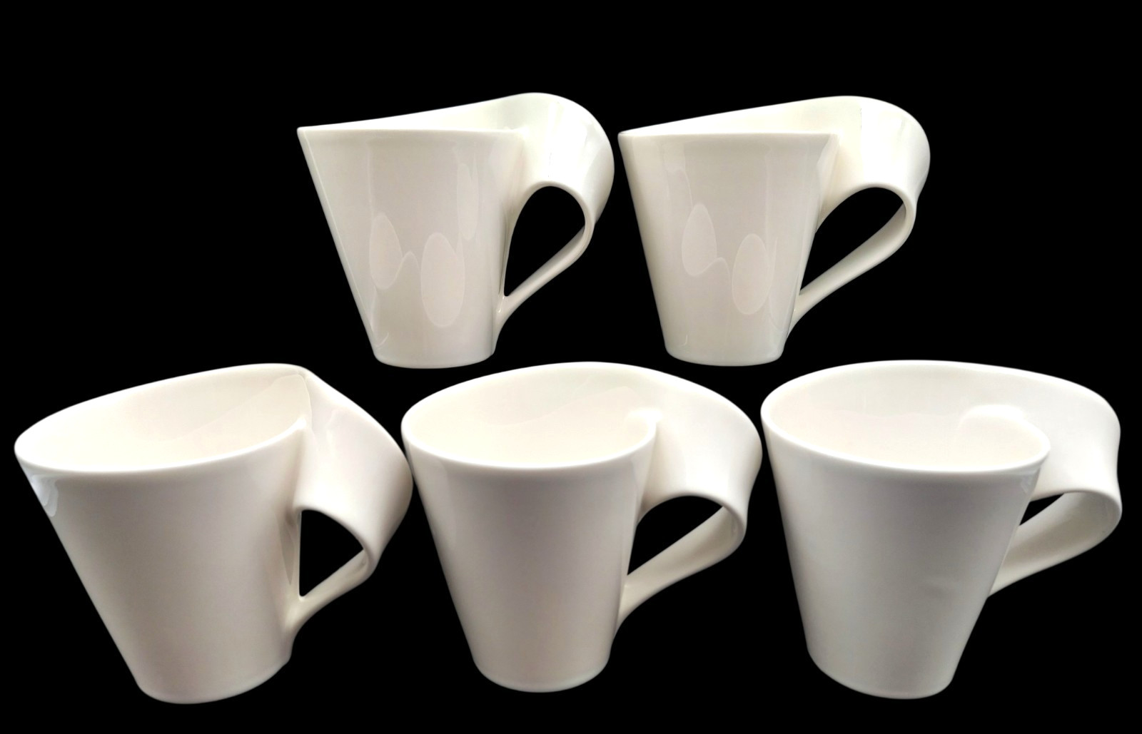 Villeroy & Boch New Wave Coffee Mugs in White Porcelain 8 fl oz, Set of 5