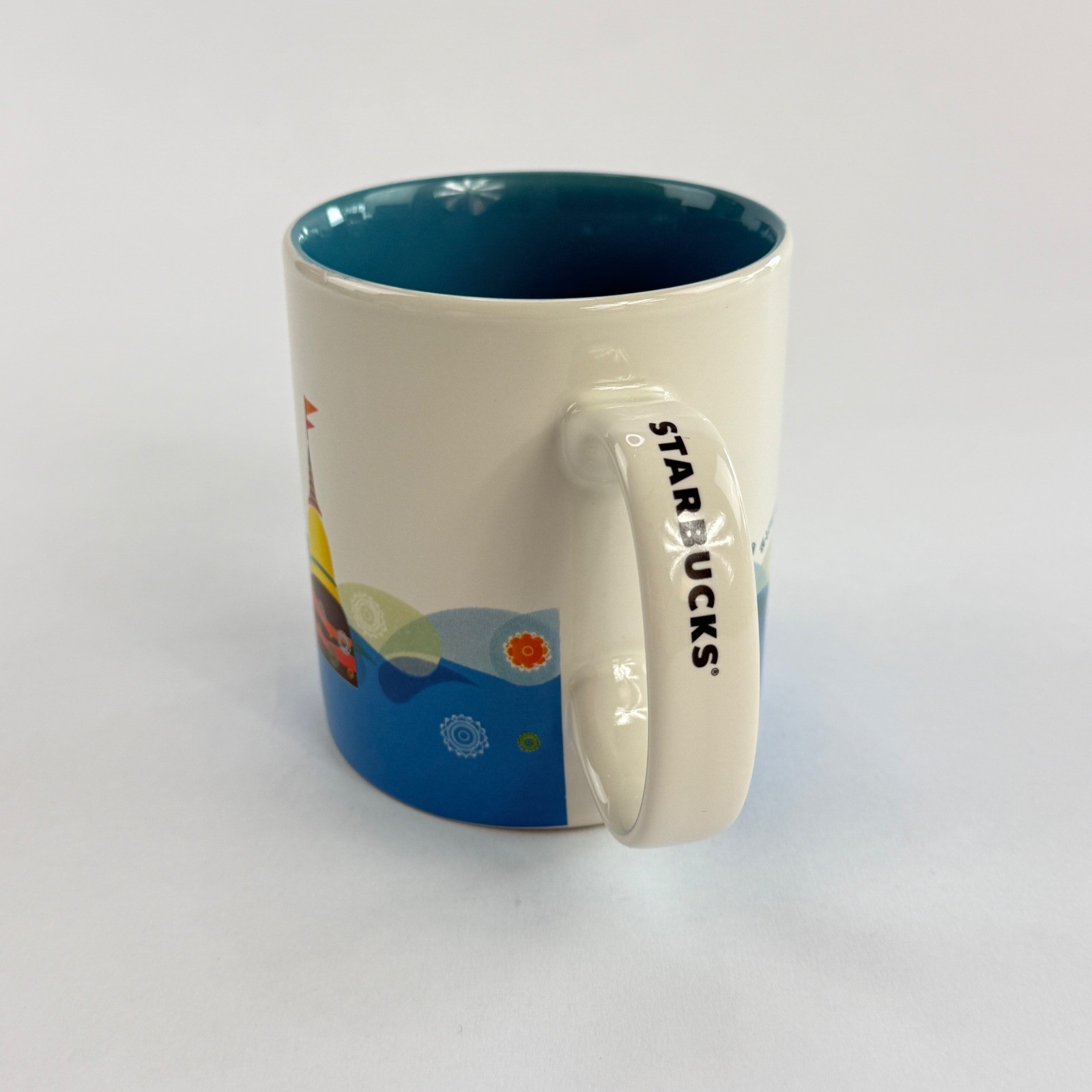 Starbucks Thailand Songkran Festival Coffee Mug White Blue Ceramic Souvenir