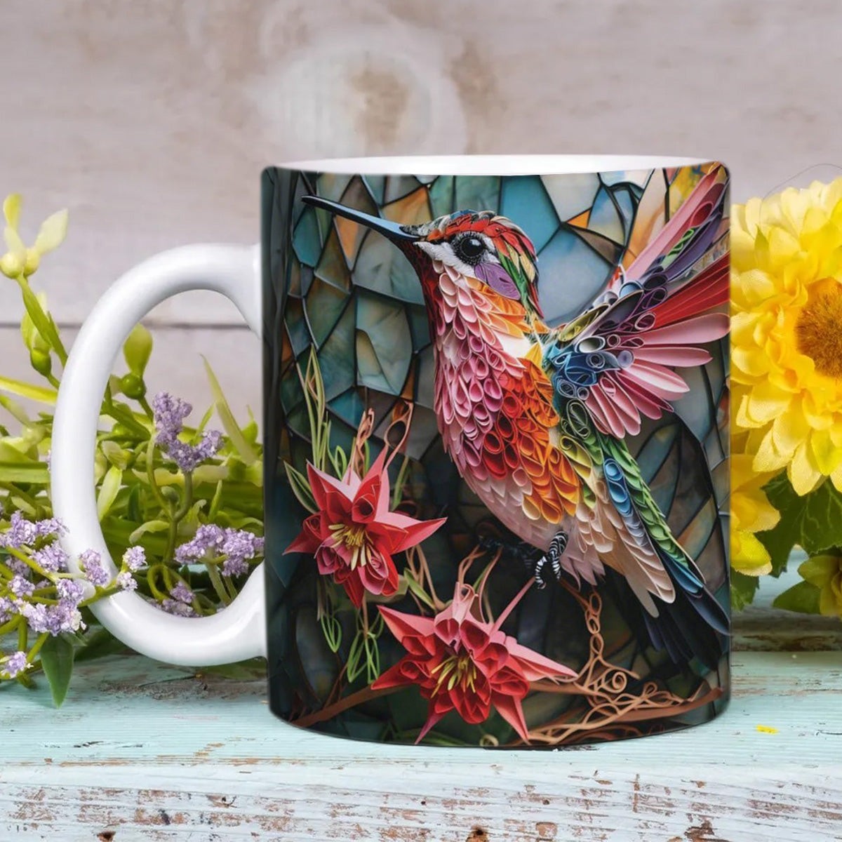 Custom Colorful Hummingbird Mug – Gift For Bird Lovers