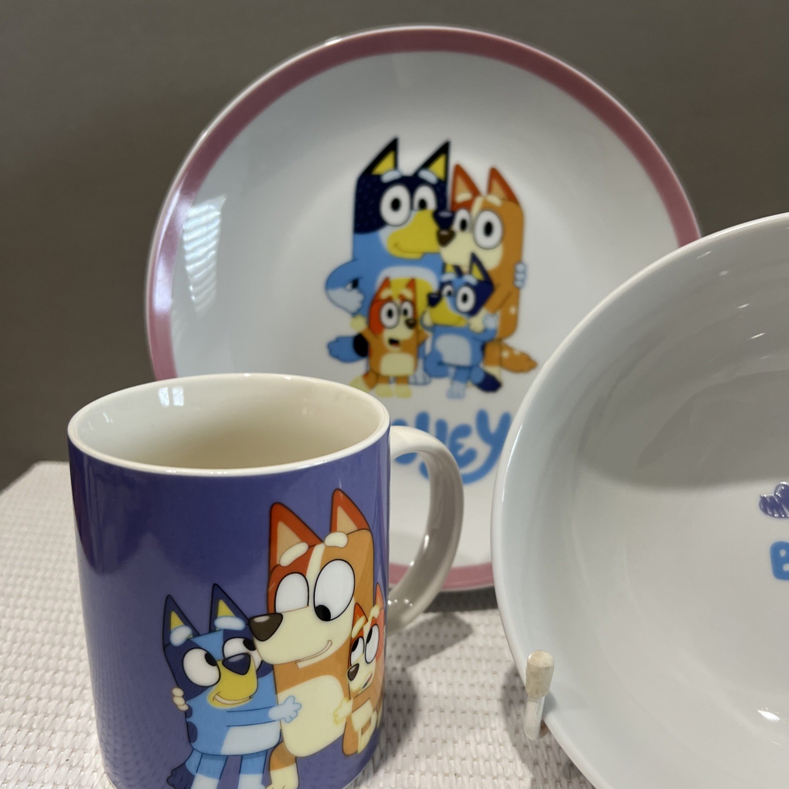 3 Piece Ceramic BLUEY Character Breakfast Gift Set Pack