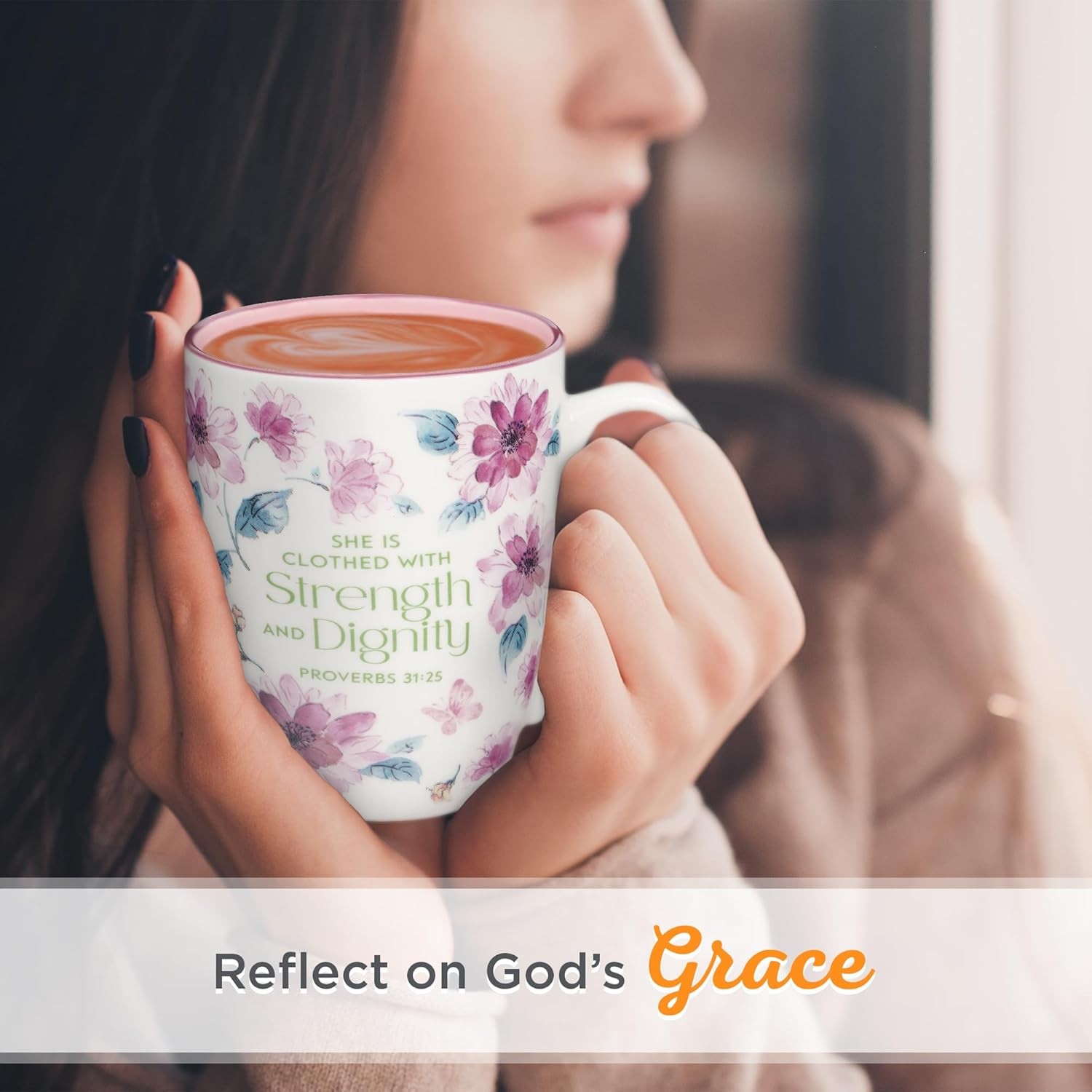 Christian Art Gifts Inspirational Ceramic Coffee & Tea Mug for Women: Strength &