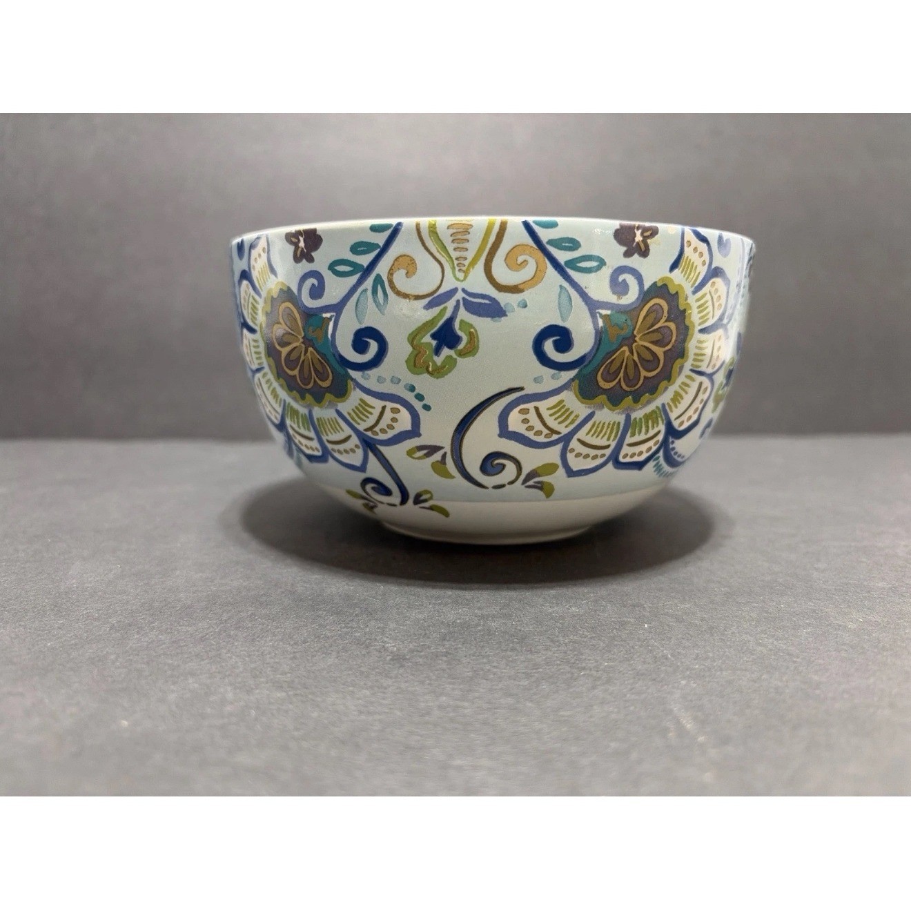 222 Fifth Aisha Fine China Soup Mug Oversized Coffee Cup Blue Paisley Floral
