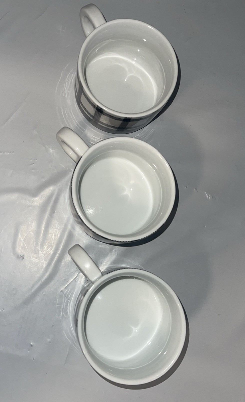 Threshold Plaid Stackable Stoneware Mugs Set Of 3 Coffee/ Tea/ Soup Cups? (I4)