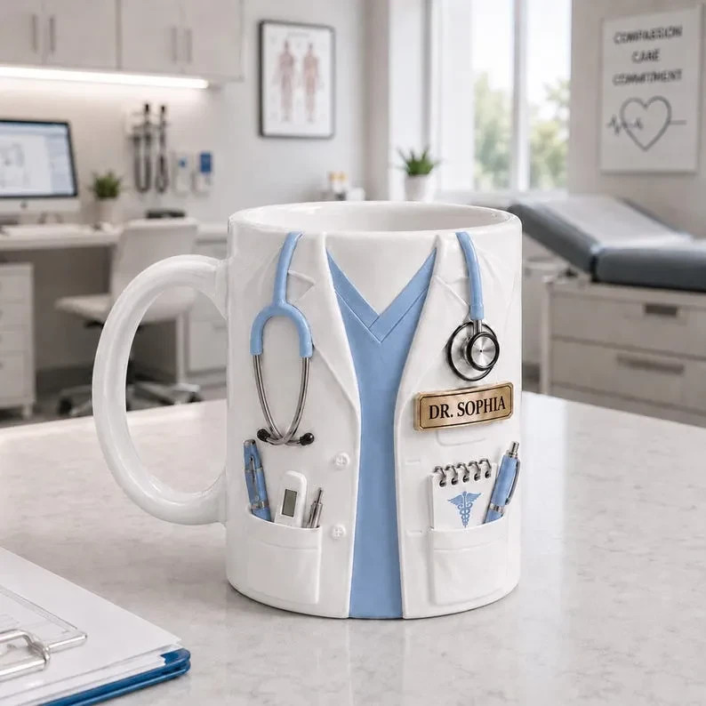 Personalized Doctor Mug Gift, Medical Coffee Mug, Doctor Coat 3D Mug