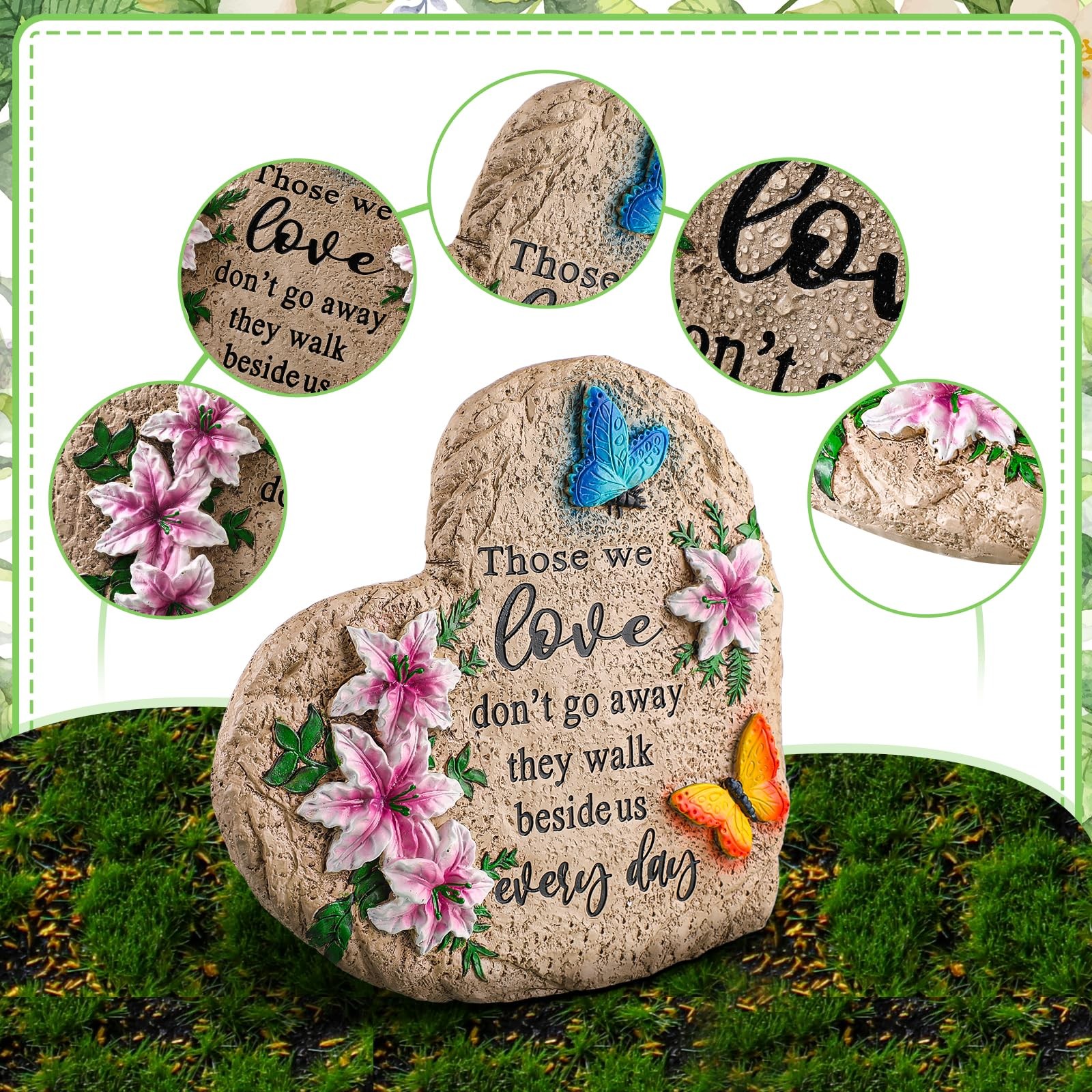 10Inch Memorial Garden Stone for Sympathy, Loss, and Outdoor Decor