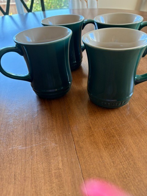 Le Creuset Stoneware Dark Green Flared coffee/Tea Mugs 14oz (Set of 4)