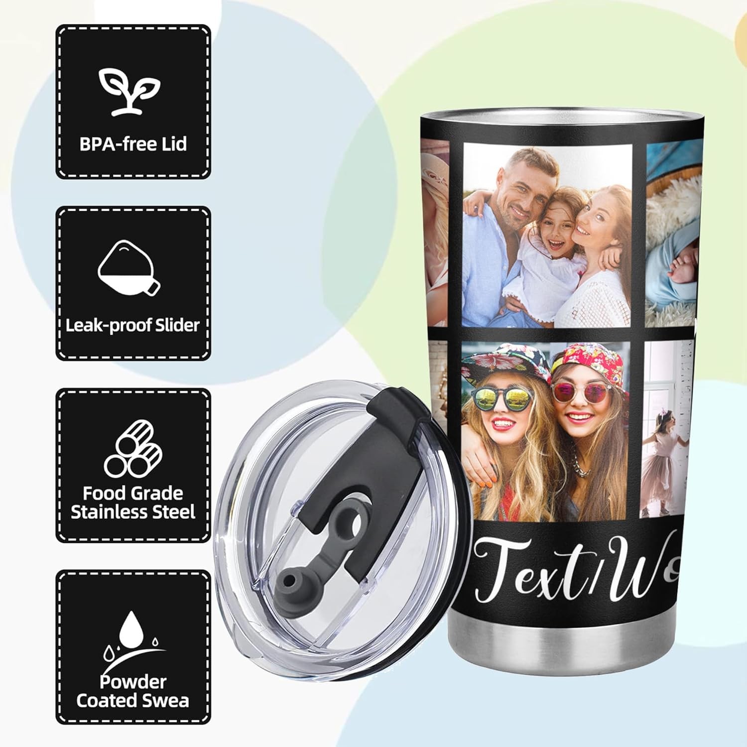 Personalized Tumbler Custom Vacuum Insulated Travel Mug Customizable Coffee Cup