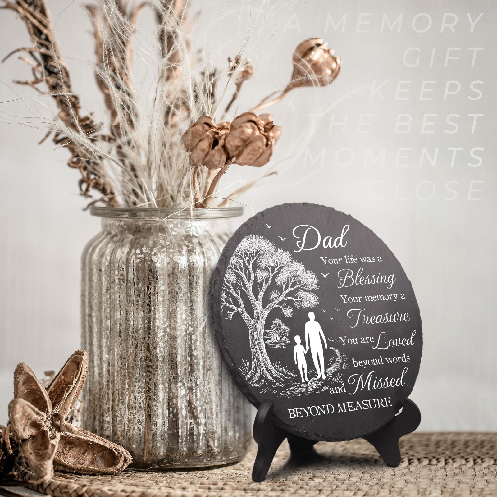 DIGIKAZZ Memorial Garden Stones for Dad, Memorial Gifts for Loss of Father, S…