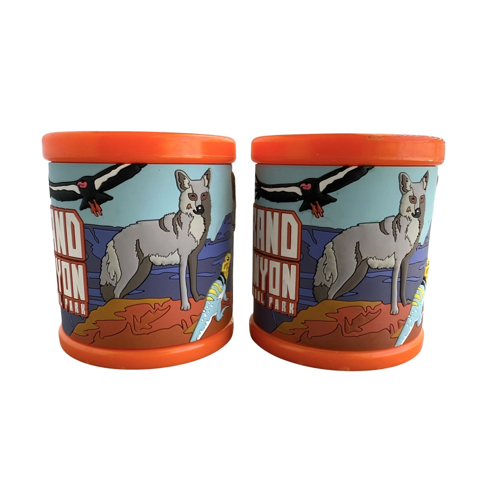 Grand Canyon National Park Animals Orange Kids Plastic Rubber Mug Set Of 2
