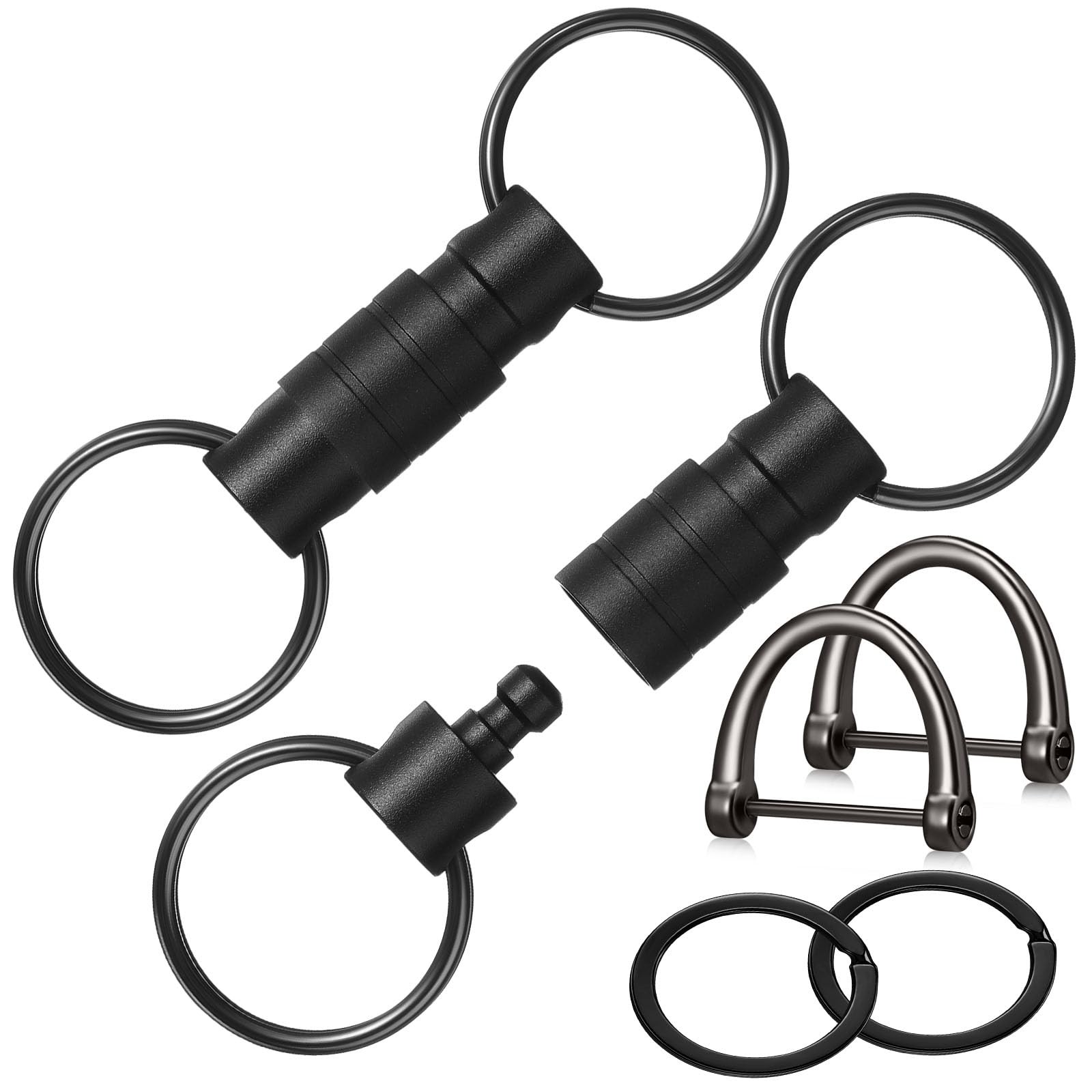 Yaocom 2 Pieces Quick Release Swivel Keychain 3 x 1.0 x 0.4 inches, Black