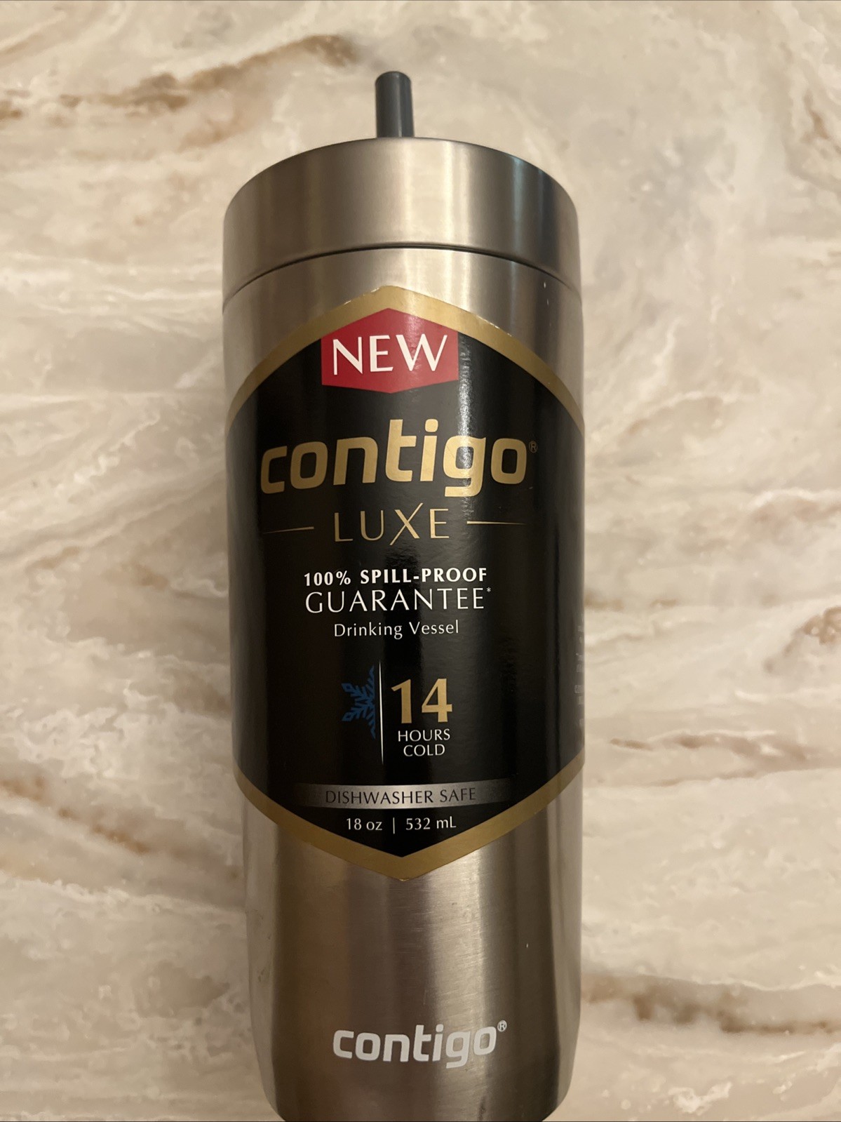 Contigo Luxe Tumbler 18oz Stainless Steel Insulated With Straw Stainless Steel