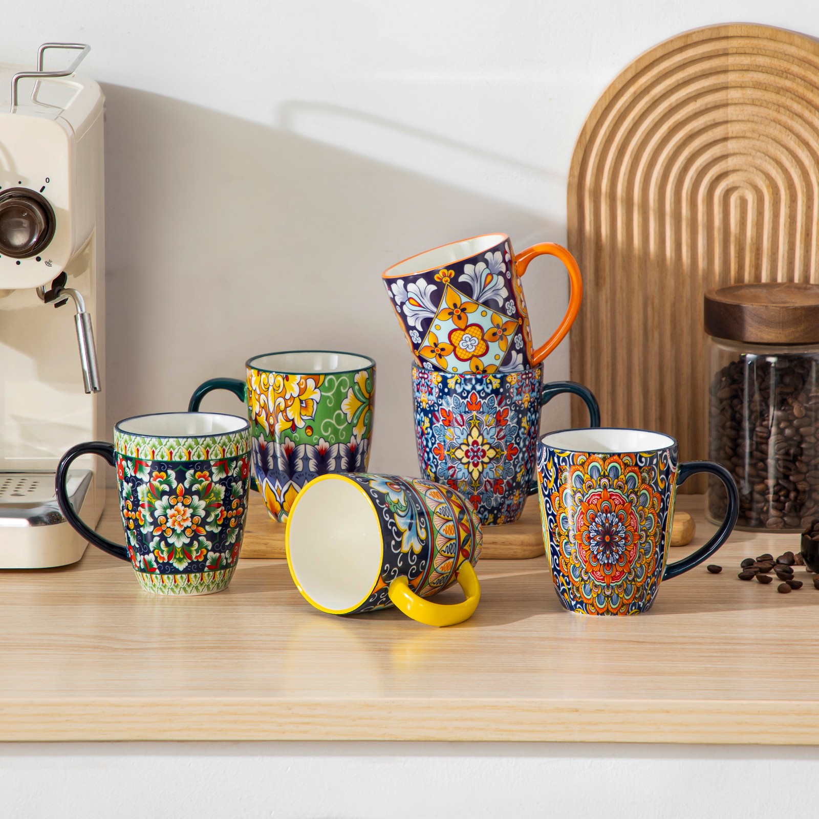 vancasso SIMI 6-Piece Porcelain Boho Style Coffee Mug Set Tea Cup Water Mug Set