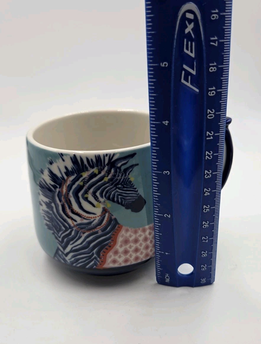 2 Anthropologie Paige Gemmel Eastern Animals Mugs Wild Zebra With Blanket