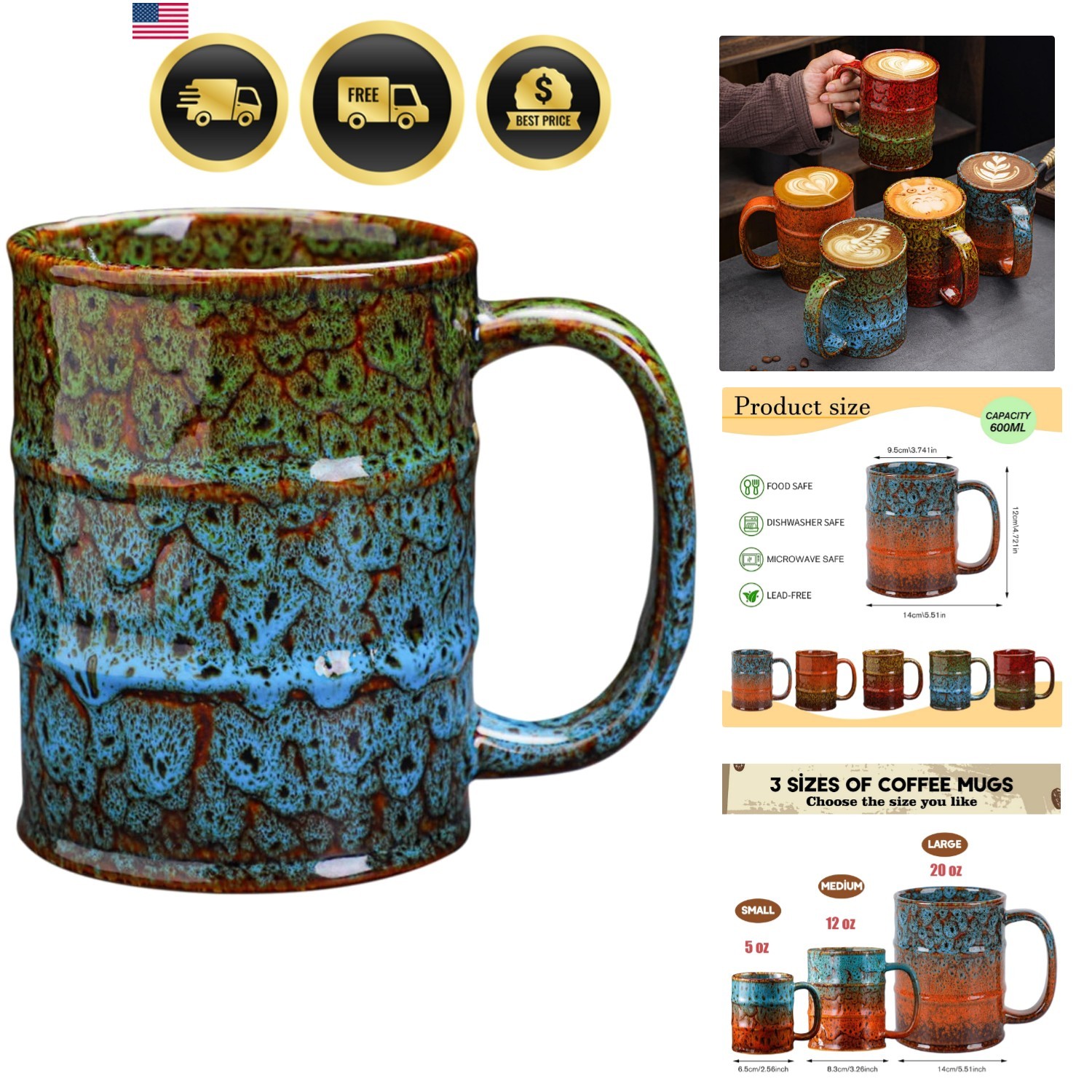 Coffee Mug,20 Oz Coffee Cups Ceramic Tea Cup Large Coffee Mug for Office and …