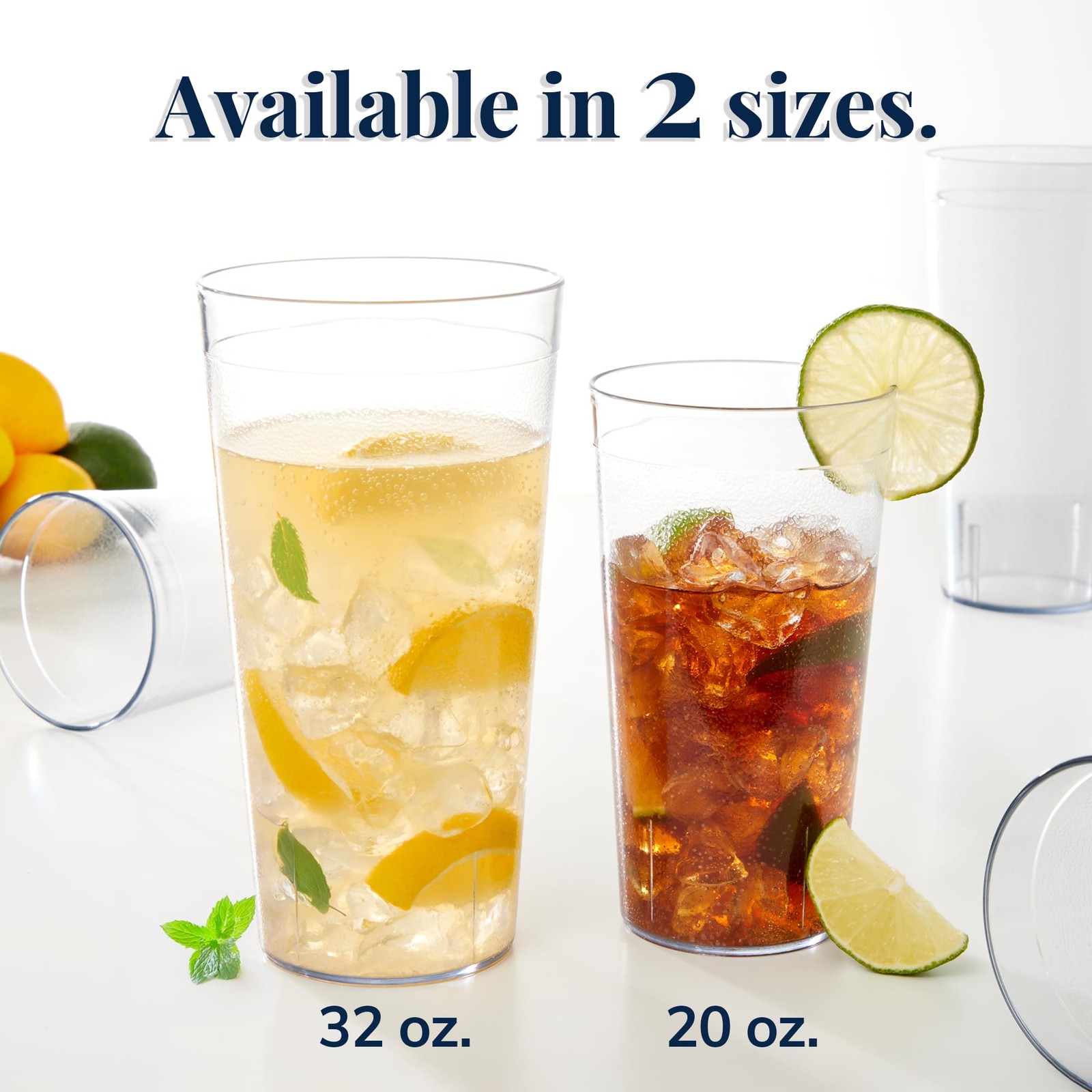 US Acrylic Cafe Plastic Reusable Tumblers (Set of 16) 20-ounce Water Cups in …