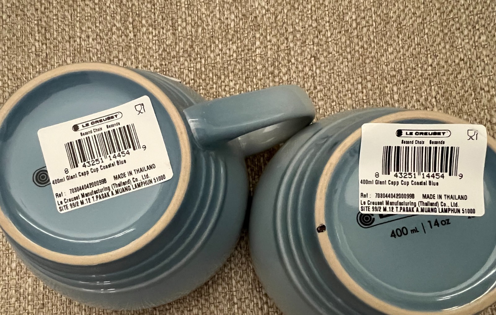 Le Creuset Coastal Blue Giant Cappuccino Mugs 14oz