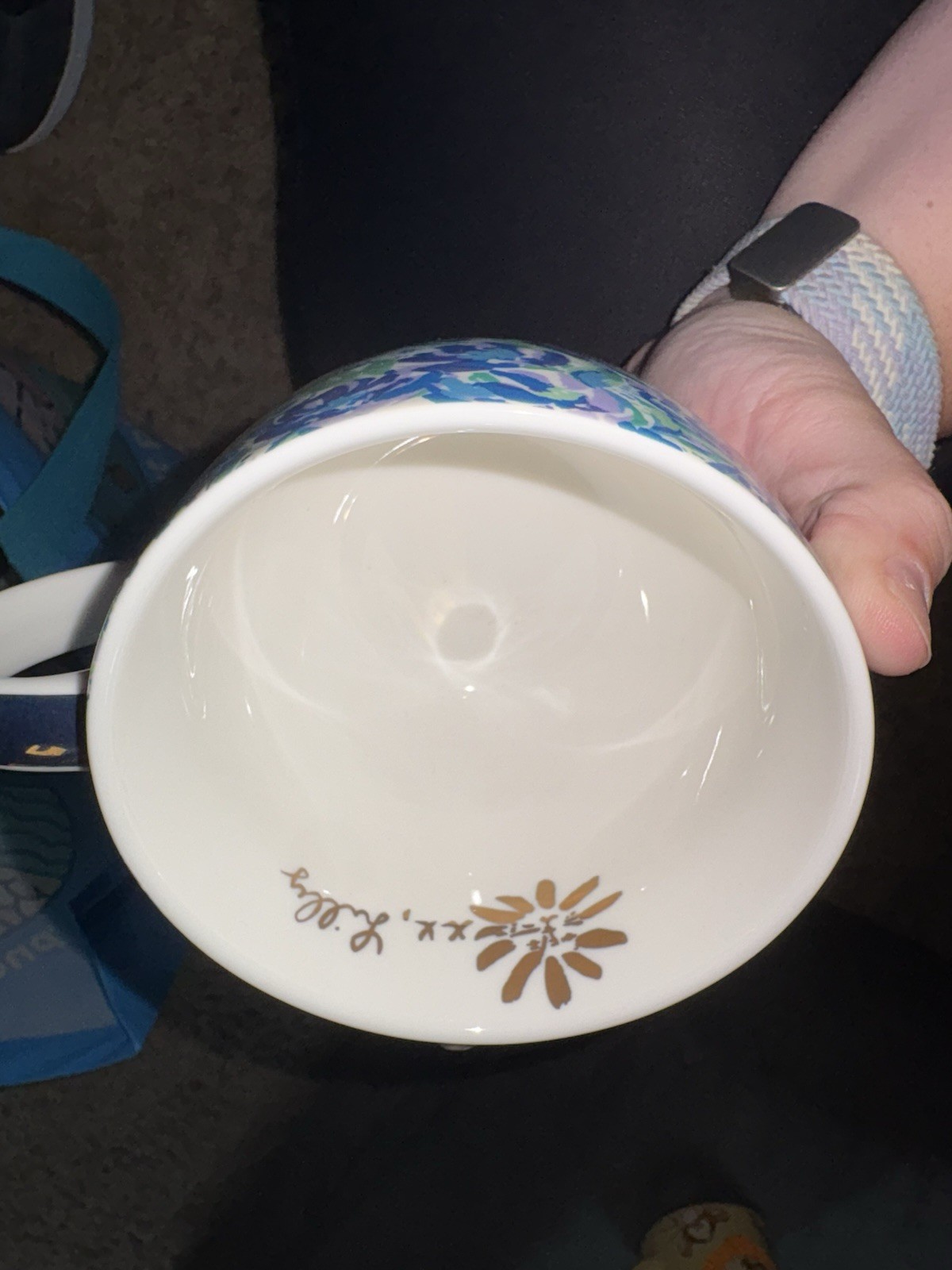 Lilly Pulitzer 10 oz Coffee Mug Set 2-Piece Ceramic Blue Floral Decorated