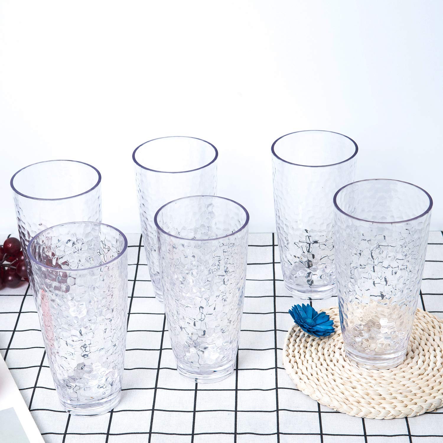 Plastic Tumbler 26oz Clear Acrylic Glasses – Set of 6, Durable Drinkware