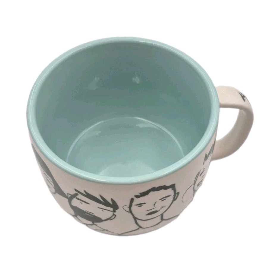 Anthropologie People Person Mug Black White Teal Interior 16oz 3″ Tall