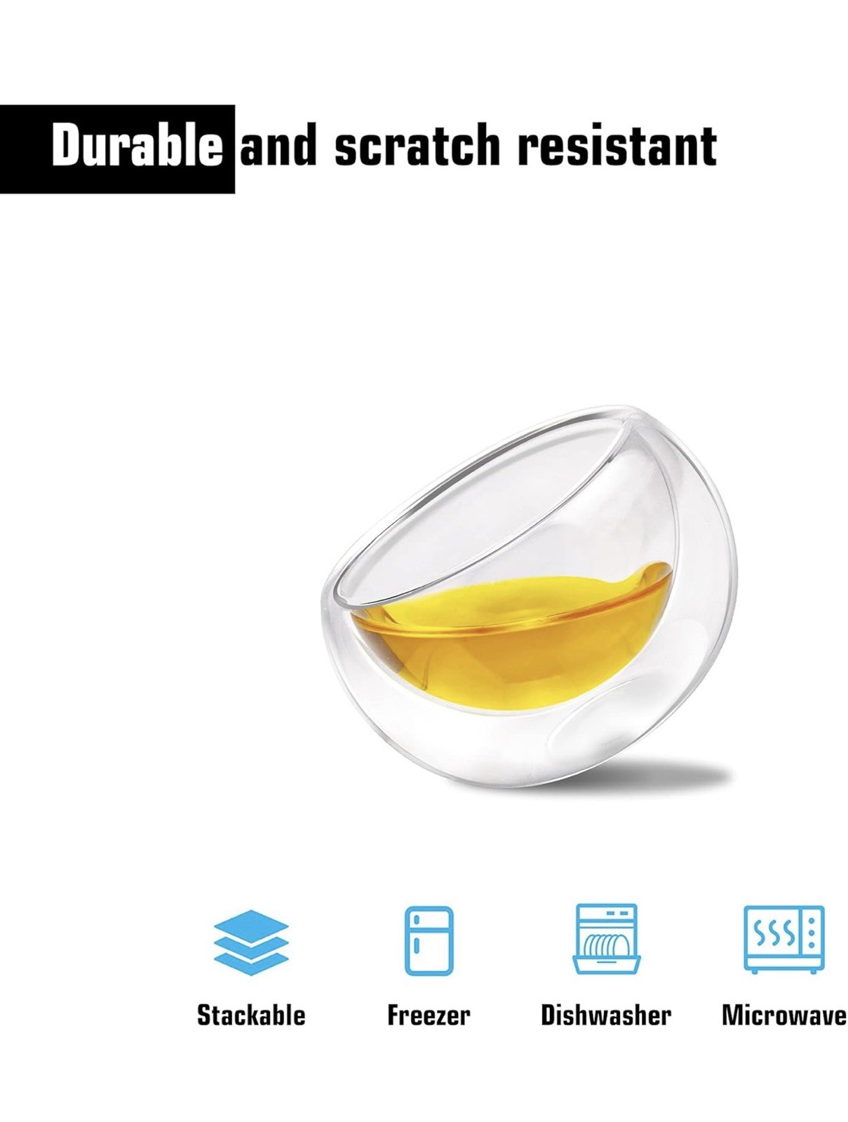 6 Double Walled Borosilicate Heat Resistant Glass Small Tea Cups 2 oz. 60ml