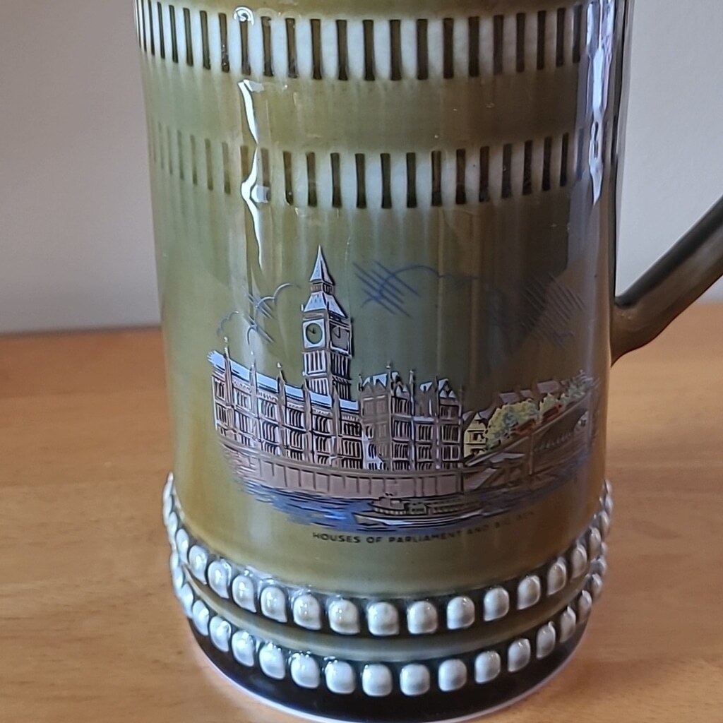 WADE IRISH PORCELAIN Vintage Houses of Parliament and Big Ben Tankard Stein Mug