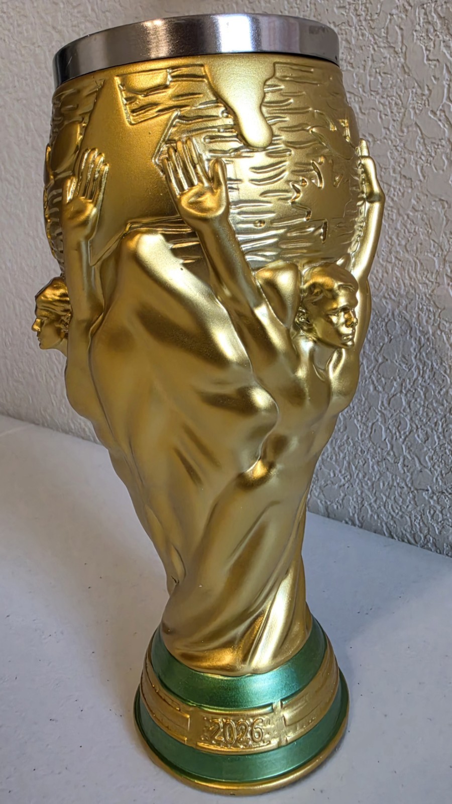 2026 World Cup trophy beer mug stainless steel gold soccer tankard copa mundial