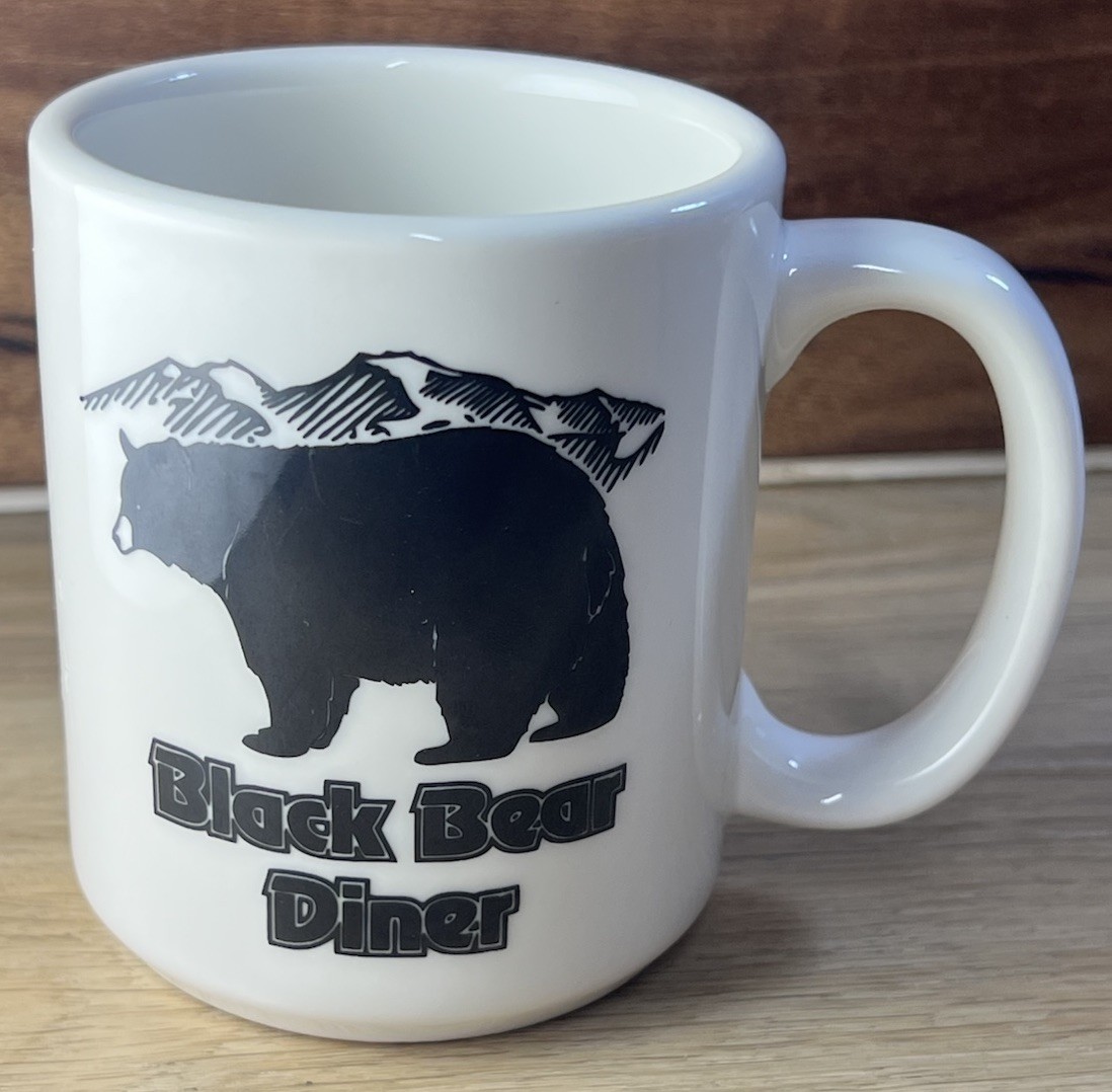 Tuxton Black Bear Diner Restaurant Ware Double Sided Bear Logo Coffee Cup Mug