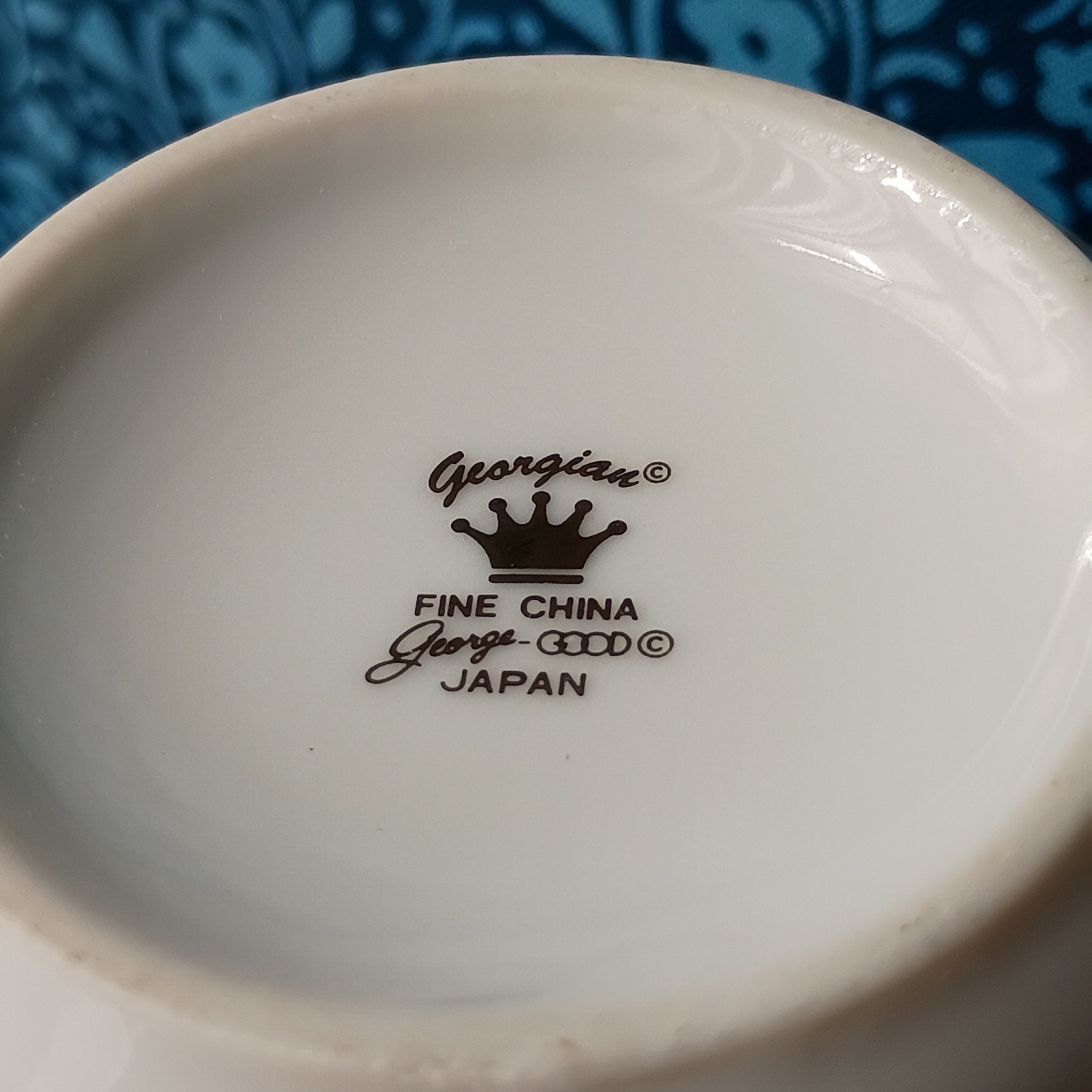 Georgian Fine China Coffee Mug 25th Anniversary Floral Decor White Gold Rim
