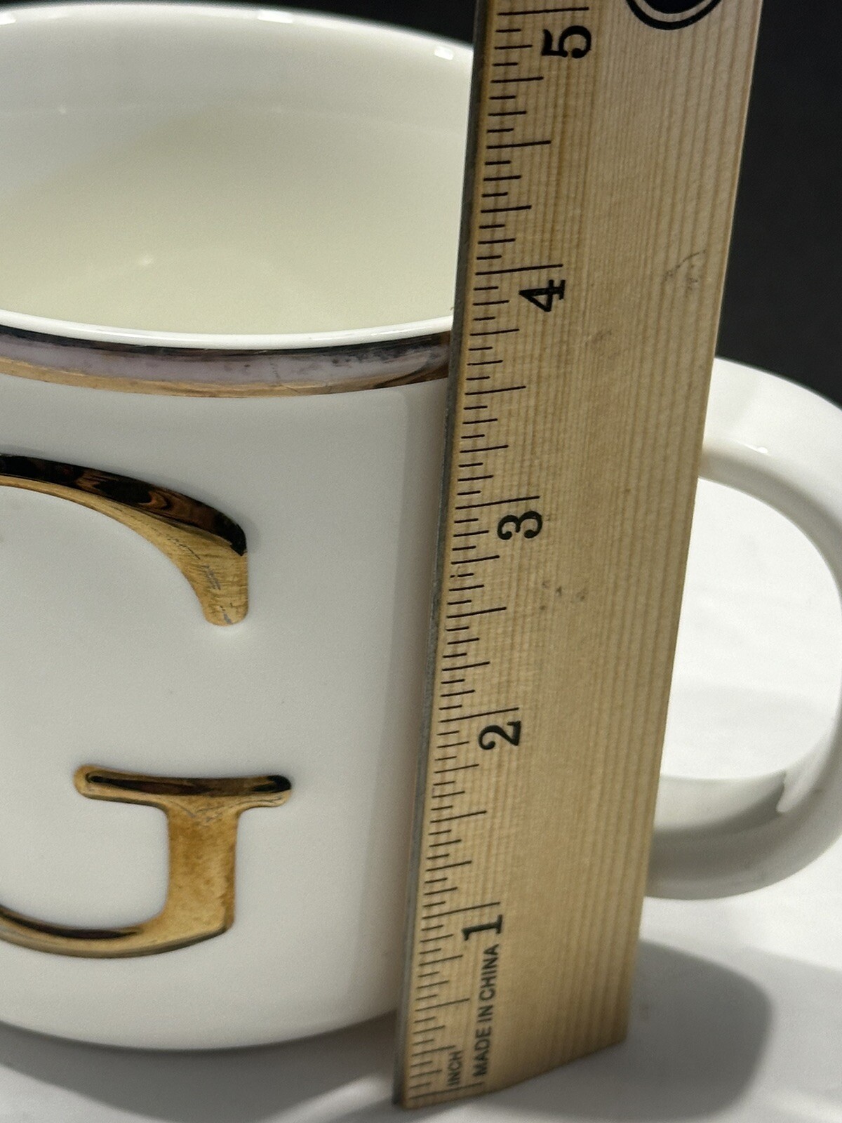 Things Remembered White Stoneware Coffee Mug Cup Monogram Gold Letter Initial G