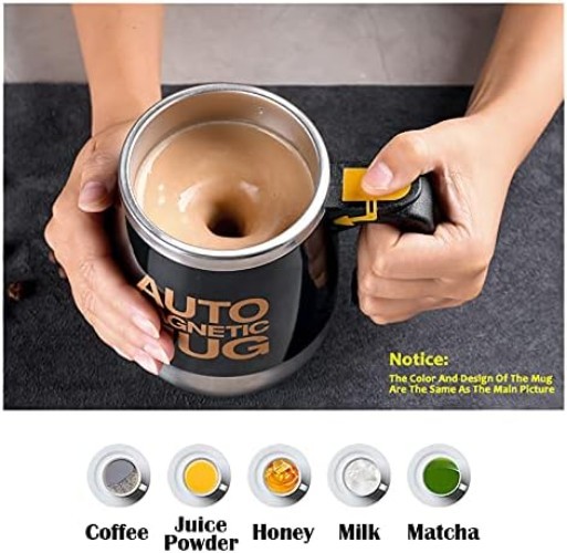 Rechargeable Self Stirring Mug – Magnetic Stainless Steel Cup in Elegant Pink
